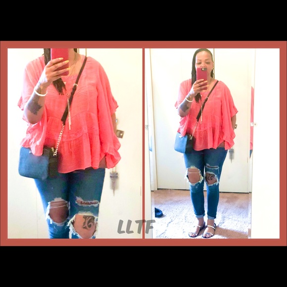 Solid Gauze Peasant Blouse - Picture 2 of 3